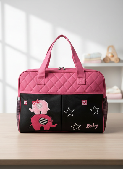 Quilted Elephant-Themed Diaper Bag